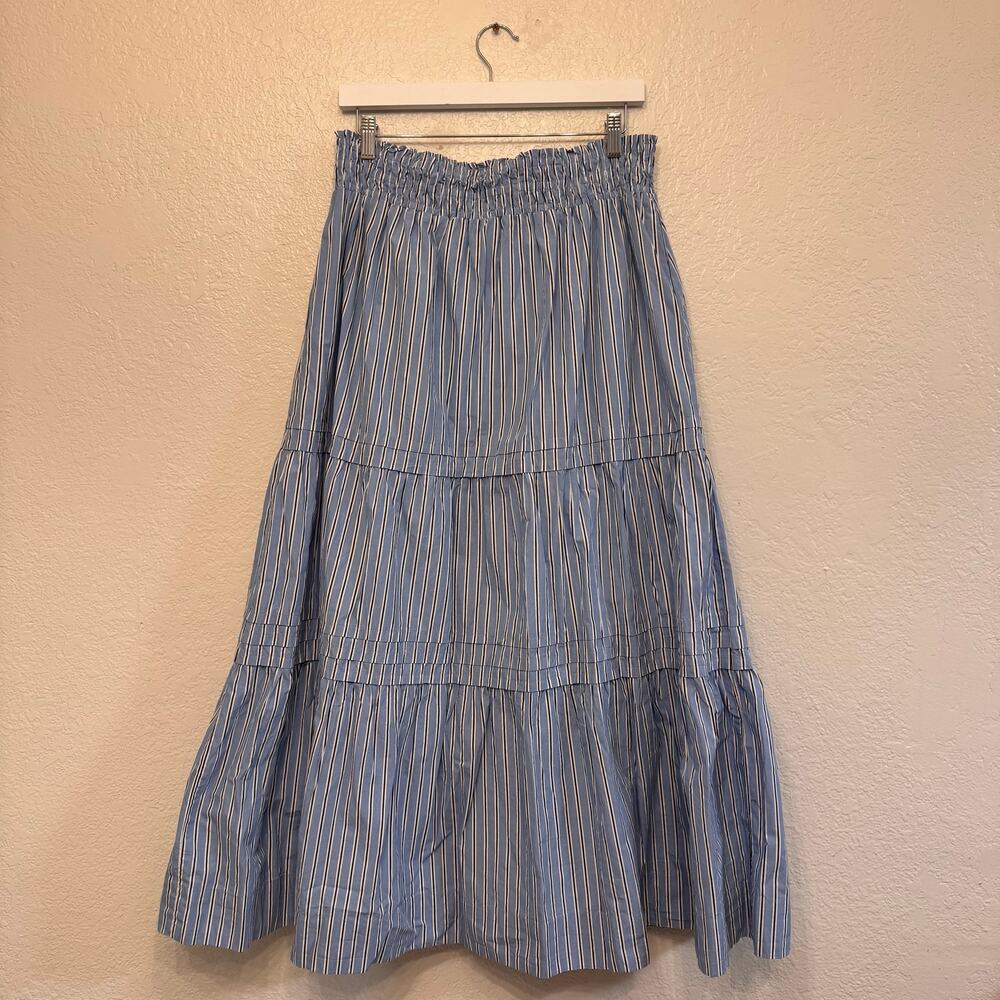 Quince 100% Organic Cotton Poplin Tiered Maxi Skirt Size Large Preppy Coastal - Picture 7 of 10
